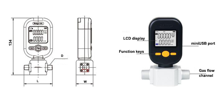 Gas flow meter dimension Gas flow meter dimension